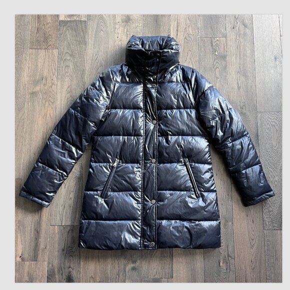 Haven Outerwear Mid-Length Shiny Black Puffer Jacket Size XS Insulated Quilted - Picture 2 of 9